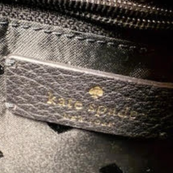 Kate Spade New York Pebbled Leather Crossbody Bag Black | Gold Hardware Detail - Picture 8 of 12